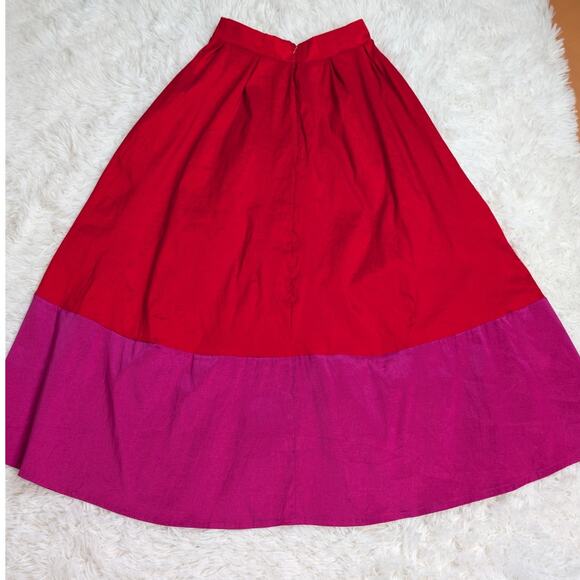 Shabby Apple Color Block Pleated Maxi Skirt Red and Purple Size 0/2 - Picture 2 of 10